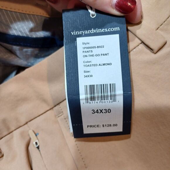 NWT Vineyard Vines On The Go OTG Performance Athletic Golf Pants 34x30" Biege - Picture 7 of 9